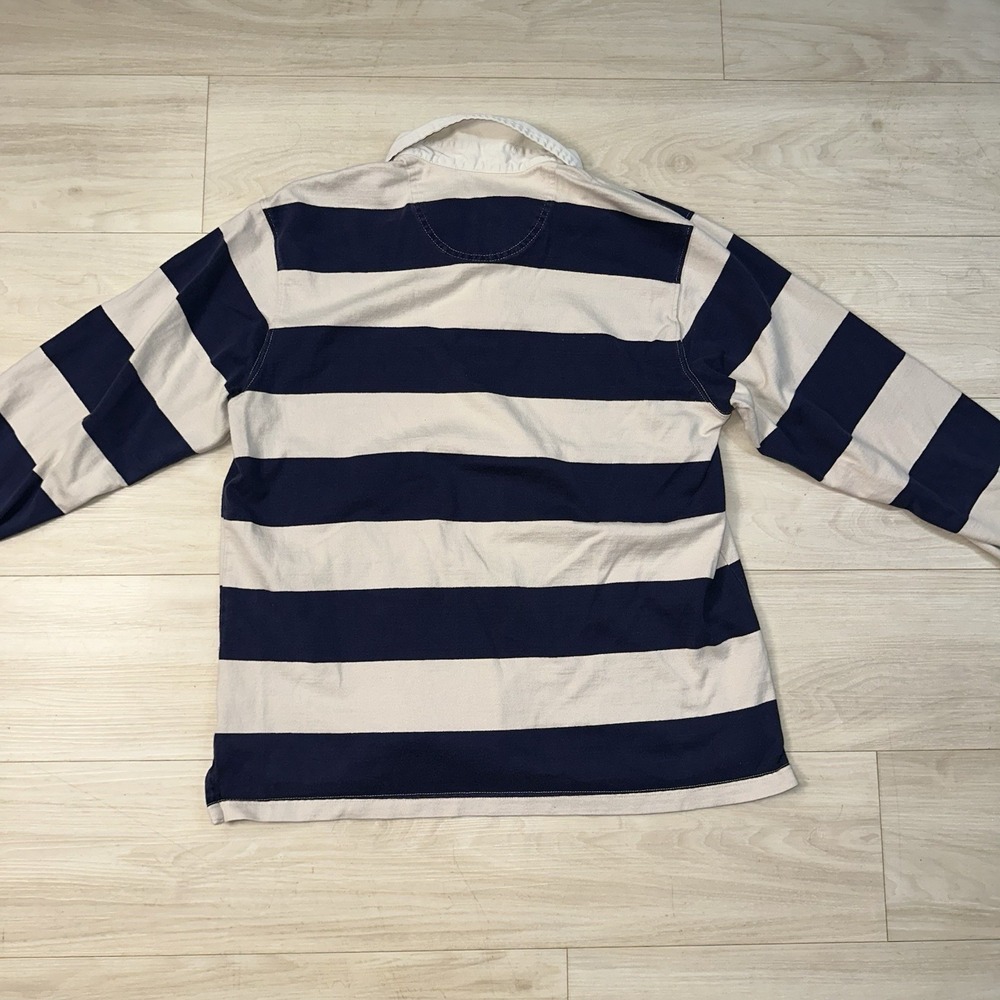 IZOD Varsity Rugby shirt Men's Navy striped long sleeve Size Large Sporty Casual - Picture 3 of 8
